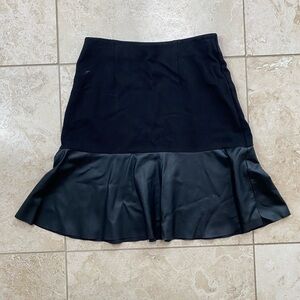 Black Leather Ruffle Hem Women’s Skirt